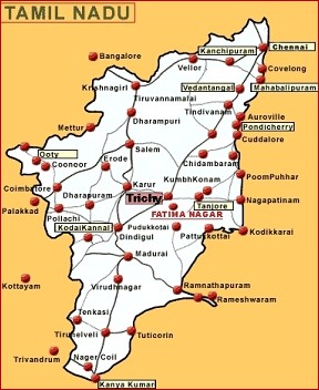 Map of Tamil Nadu, India