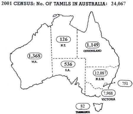 Tamil population in Australia by states